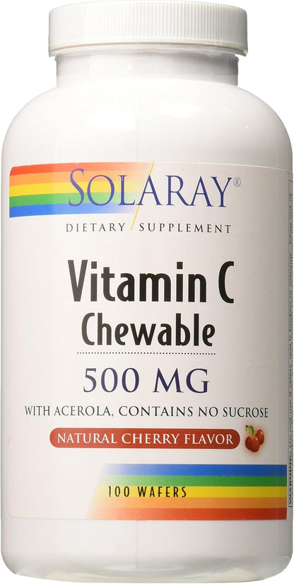 SOLARAY Chewable Vitamin C 500 mg - Natural Cherry Flavour, 100 Chewables