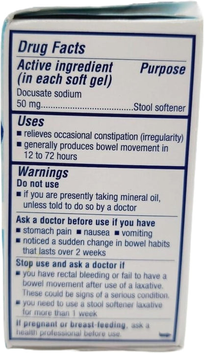 Colace Clear Docusate Sodium Stool Softener 50mg, 28 Count Per Box (3 Pack) - 84 Softgels