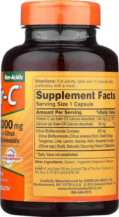 American Health Ester-Vitamin C with Citrus Bioflavonoids, 1000 mg, 90 Capsules