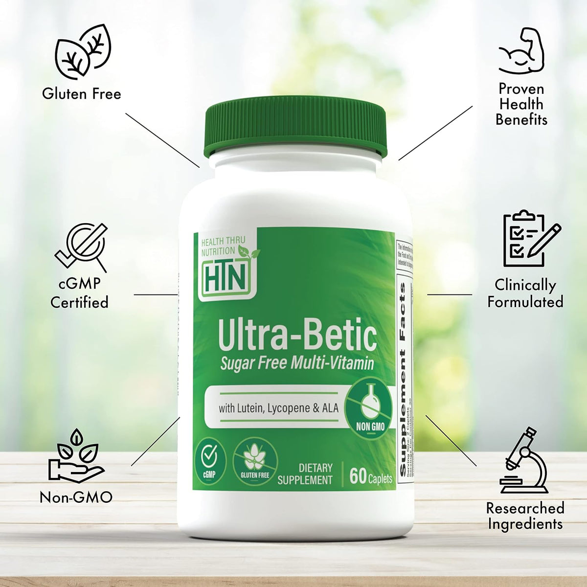 Health Thru Nutrition Ultra-Betic Multivitamin | 60 Tablets | Supports Nerve, Vision, Energy | with ALA, Lycopene - görsel 4