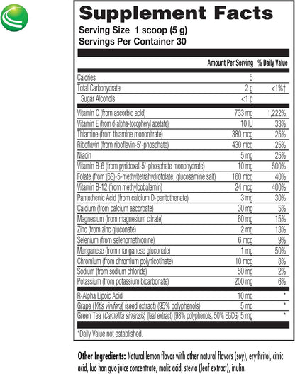 Nutra BioGenesis Electrolyte Plus C - Hydration Powder with Electrolytes, Vitamin C, B Vitamins & Antioxidants, 153 g