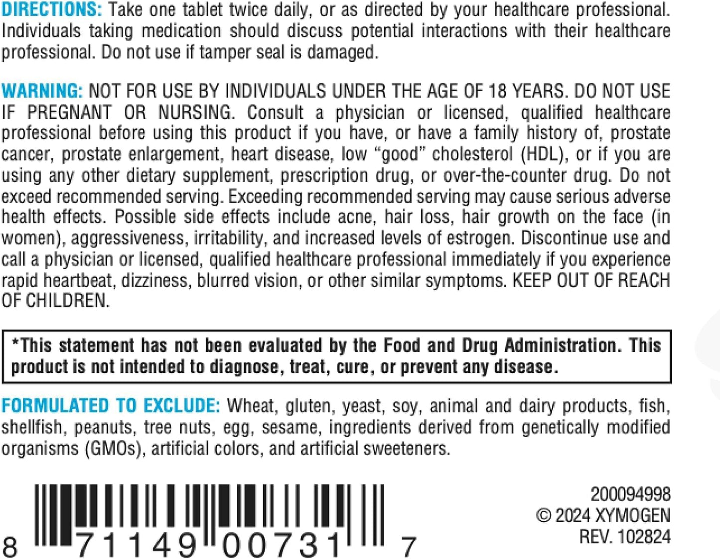 XYMOGEN DHEA Micronised - 25 mg Dehydroepiandrosterone - Androgen and Oestrogen Support - Gluten-Free, Soya-free and Dairy-free - 60 Tablets - görsel 6
