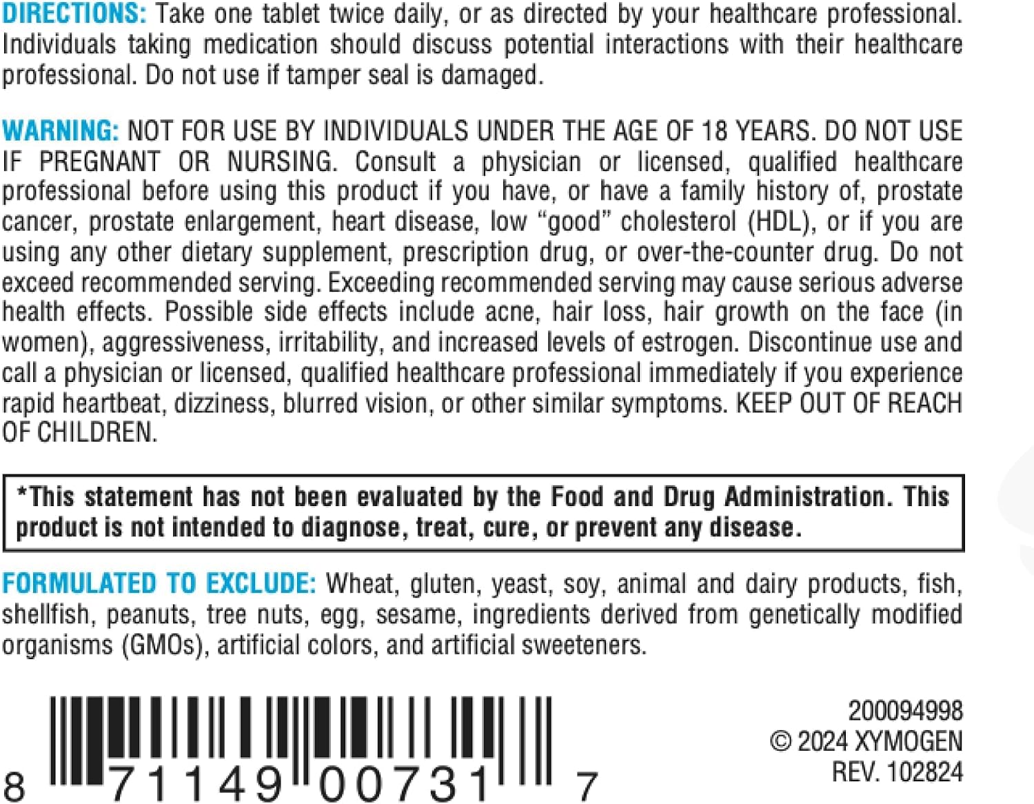XYMOGEN DHEA Micronised - 25 mg Dehydroepiandrosterone - Androgen and Oestrogen Support - Gluten-Free, Soya-free and Dairy-free - 60 Tablets - görsel 6