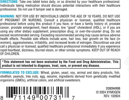 XYMOGEN DHEA Micronised - 25 mg Dehydroepiandrosterone - Androgen and Oestrogen Support - Gluten-Free, Soya-free and Dairy-free - 60 Tablets
