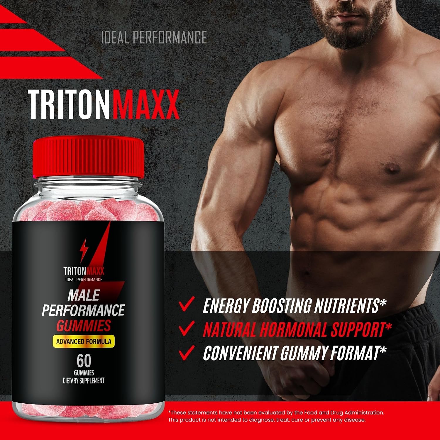 TritonMaxx Gummies, Official Triton Maxx Gummies for Men - Maximum Strength Performance, All Natural Support for Overall Health and Wellness, TritonMaxx Advanced Formula Support Gummy (1 Pack) - görsel 6