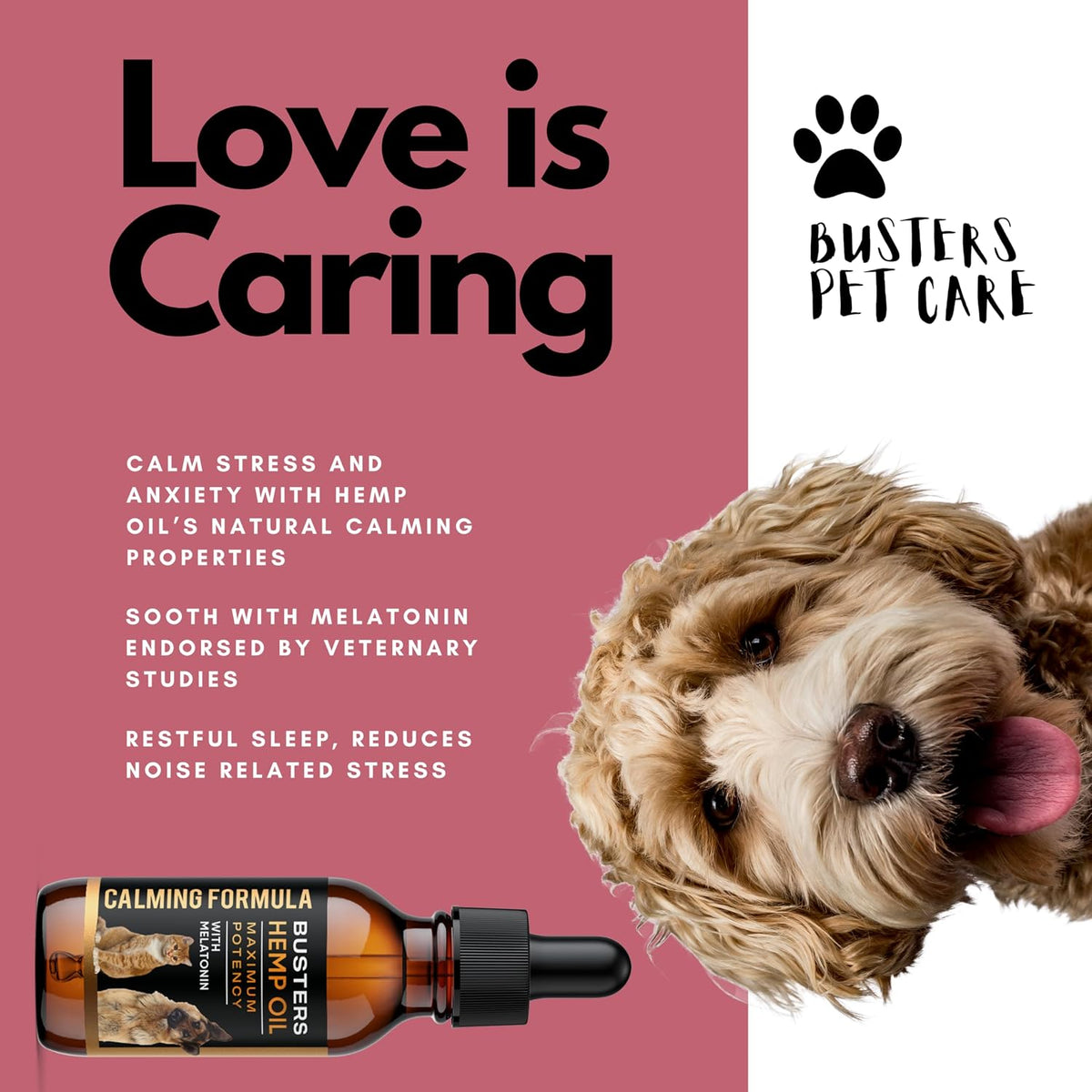 Buster's Cold Pressed Hemp Seed Oil for Dogs and Cats - Melatonin Calming Drops - 2-Pack Natural Pet Hemp Oil - Sleep Support Supplement - görsel 6