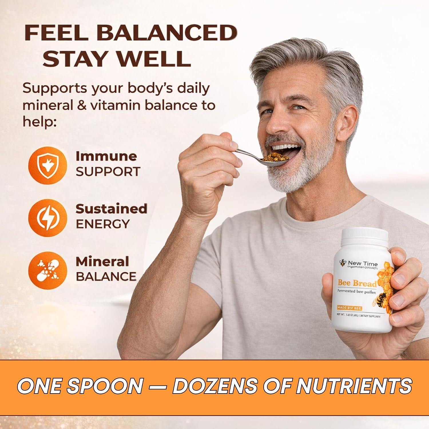 Organic Bee Bread - Natural Fermented Pollen, Multivitamin, Superfood for Men and Women, Vital Proteins, Immune Support & Energy Supplement - görsel 8