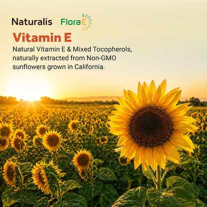 Naturalis Sunflower Vitamin E 670mg (1000 IU) with Mixed Tocopherols | Essential Skin Vitamin & Immune Support | Non-GM, Soya & Gluten-free | 120 Softgels