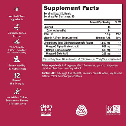 HUM Arctic Repair Skin Supplement with Omega 3, Vitamin E, A, and Lingonberry Seed Oil – 90 Vegan Softgels