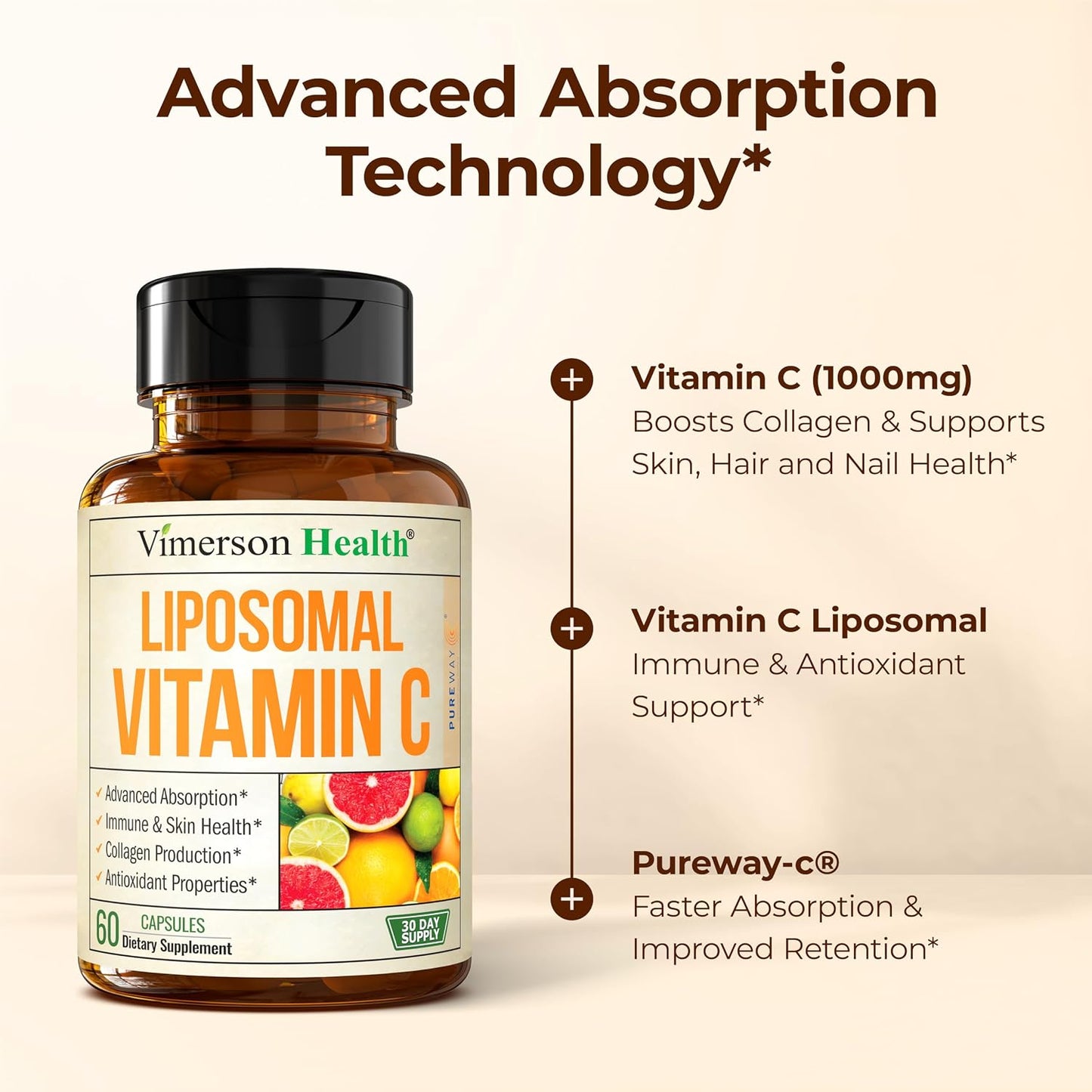 Liposomal Vitamin C 1000mg – Enhanced Absorption Vitamin C Capsules – Immune Support Supplement – High Potency for Antioxidant Support – Gentle on Digestion & Fast Uptake. 60 Capsules - görsel 5