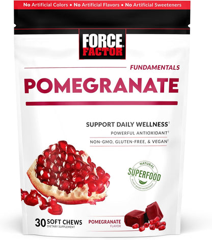 Force Factor Pomegranate Soft Chews – Healthy Ageing, Heart, Bone & Brain Support, 30 Chews