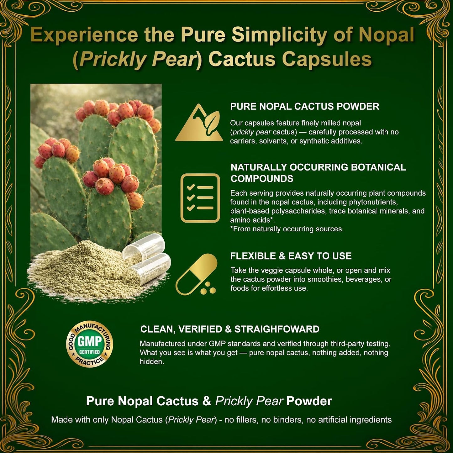 Nopal Cactus Capsules and Prickly Pear Drops Combo, Freeze-Dried Nopal Powder Capsules Plus Nopal Cactus Fruit Concentrate with Vitamin B12, 120 Capsules + 60 ml - görsel 6