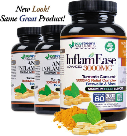 InflamEase with Turmeric, Curcumin, Enzymes and Boswellia - Vegetarian