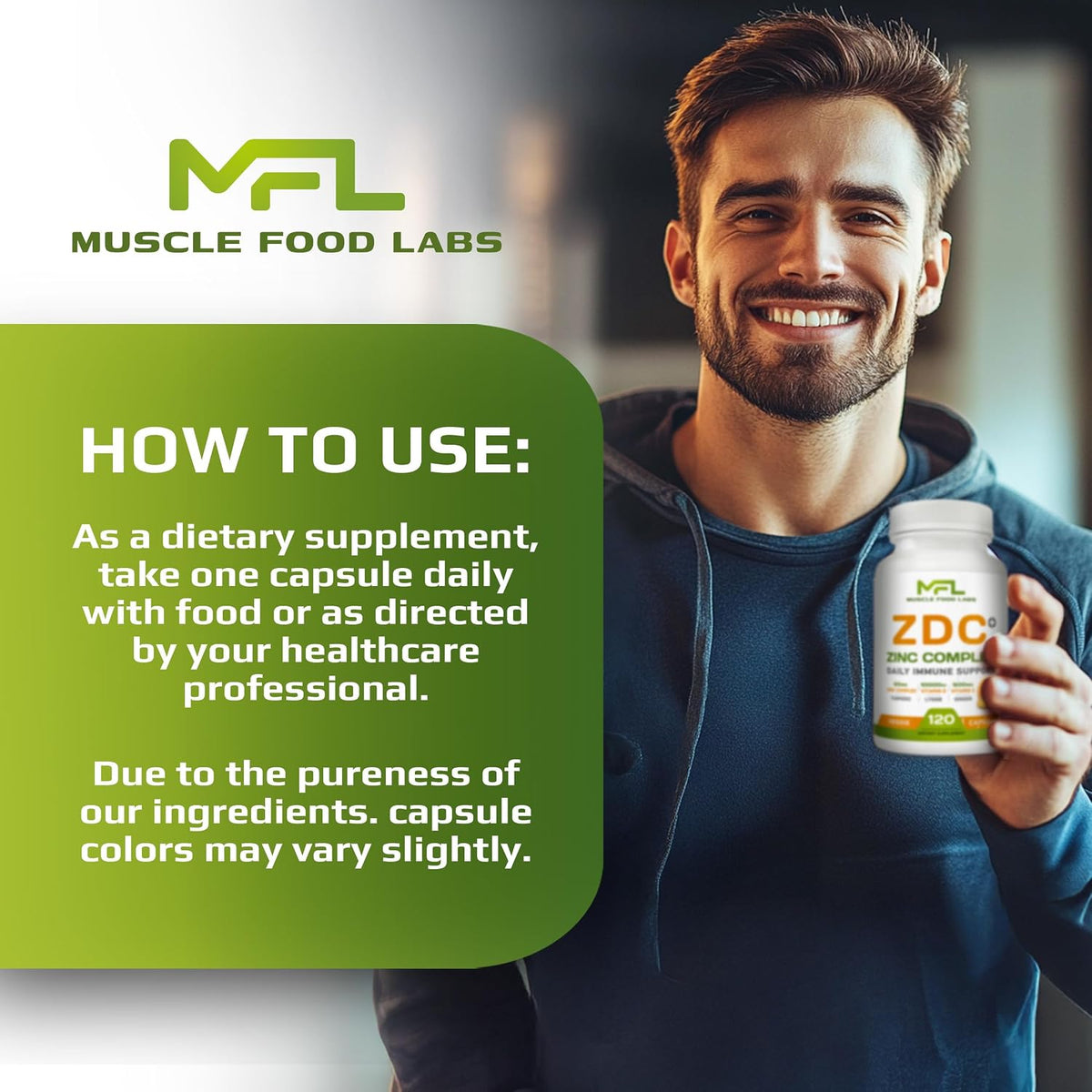 Z D C Plus – Vitamin C, D3, Zinc, Turmeric, Ginger, Lysine – 120 Vegetarian Capsules - görsel 5