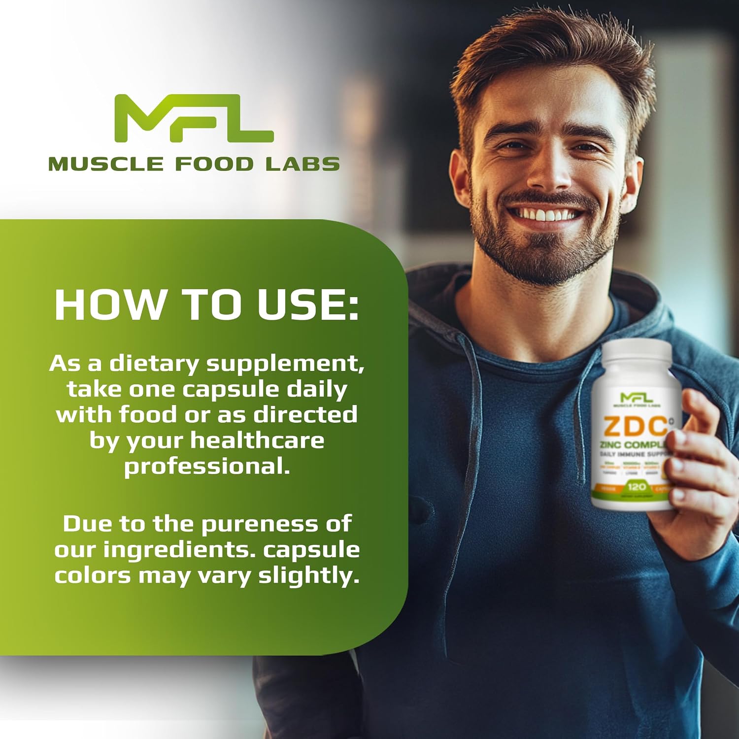 Z D C Plus – Vitamin C, D3, Zinc, Turmeric, Ginger, Lysine – 120 Vegetarian Capsules - görsel 5
