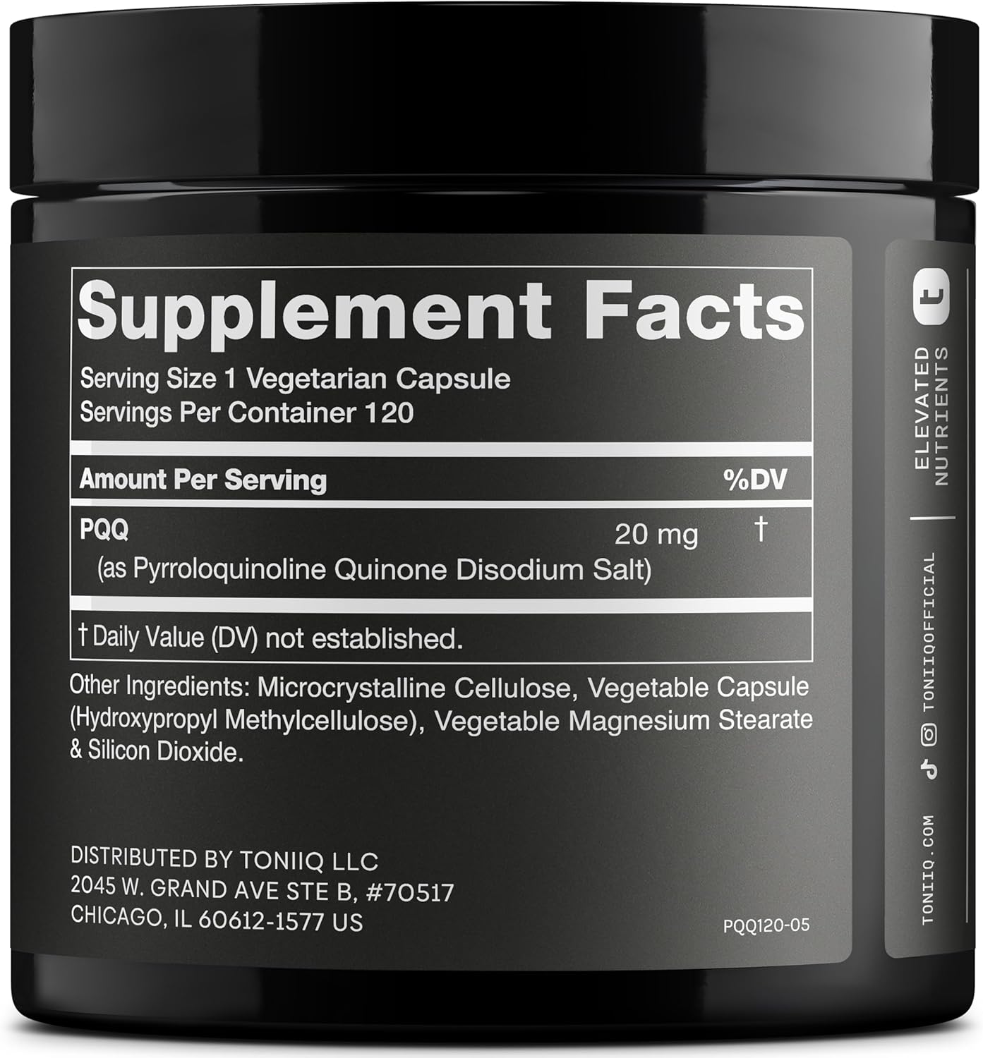 Toniiq PQQ 20mg - 99%+ Pure Pyrroloquinoline Quinone - 120 Vegetarian Capsules - görsel 2