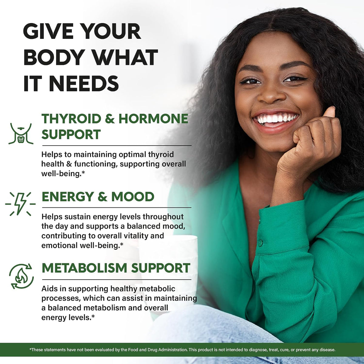 Thyroid Support for Women - Selenium 200 mcg | Astragalus | Zinc & Iodine | L-Tyrosine | Adaptogen Herbs - 21-in-1 Antioxidant & Immune Support - Vegan, Non-GMO - Lab Tested - 60 Capsules - görsel 3
