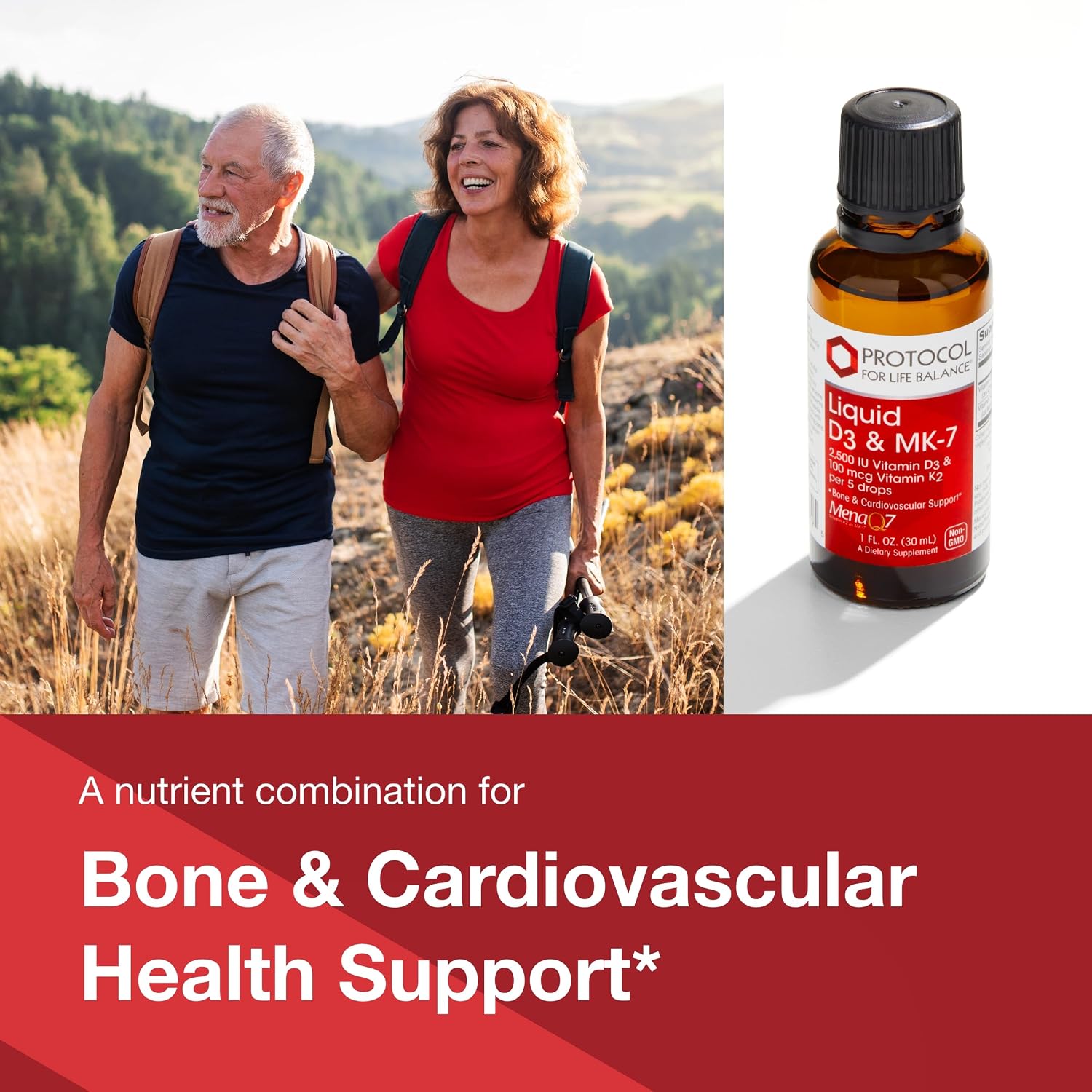 Protocol for Life Balance Liquid D3 and MK-7, 2500 IU Vitamin D3 & 100 mcg Vitamin K2, Bone and Cardiovascular Support, 30 ml - görsel 3