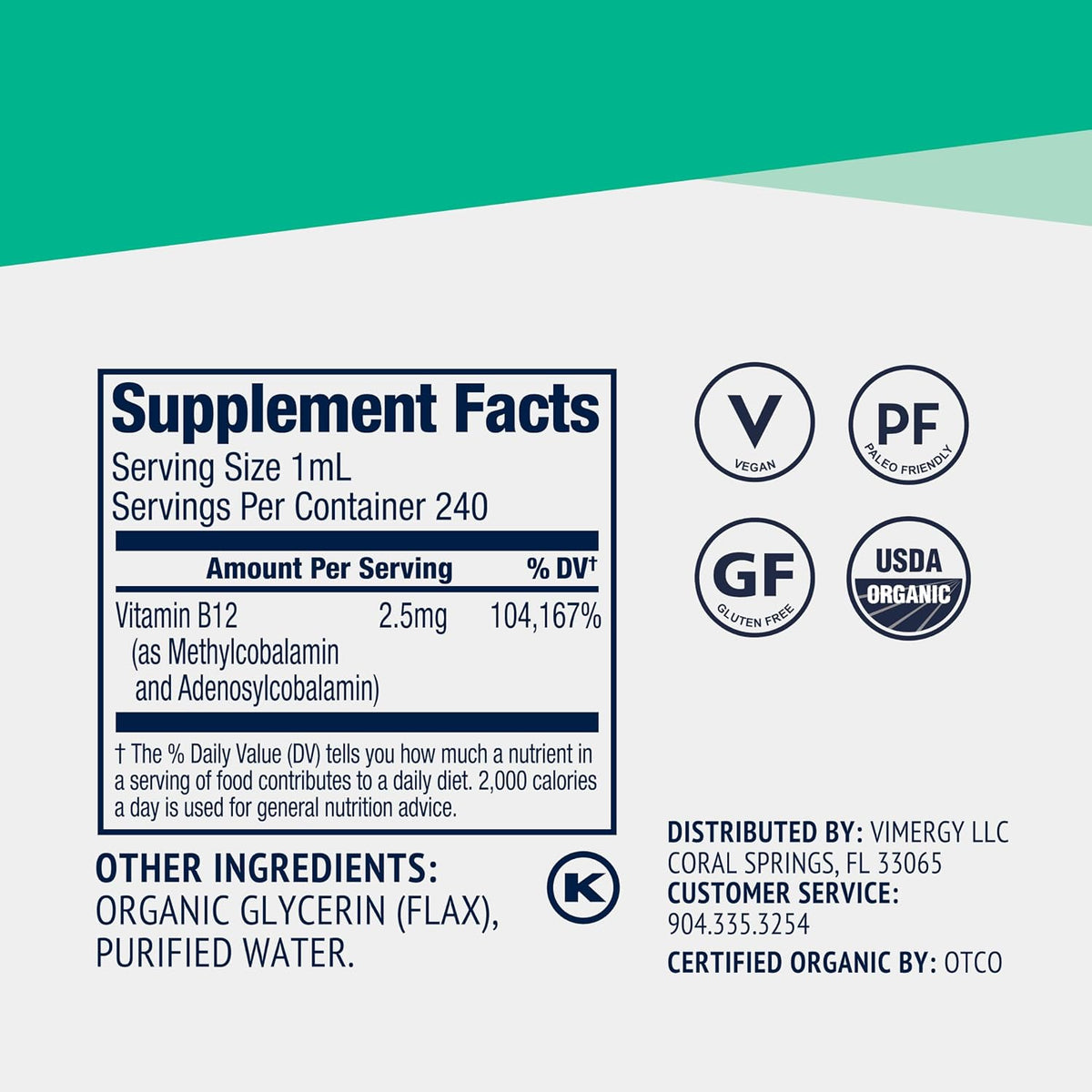 Vimergy Liquid B12 – Fast-Absorbing Organic Vegan B12 Supplement – 240 Servings (240 ml) - görsel 7