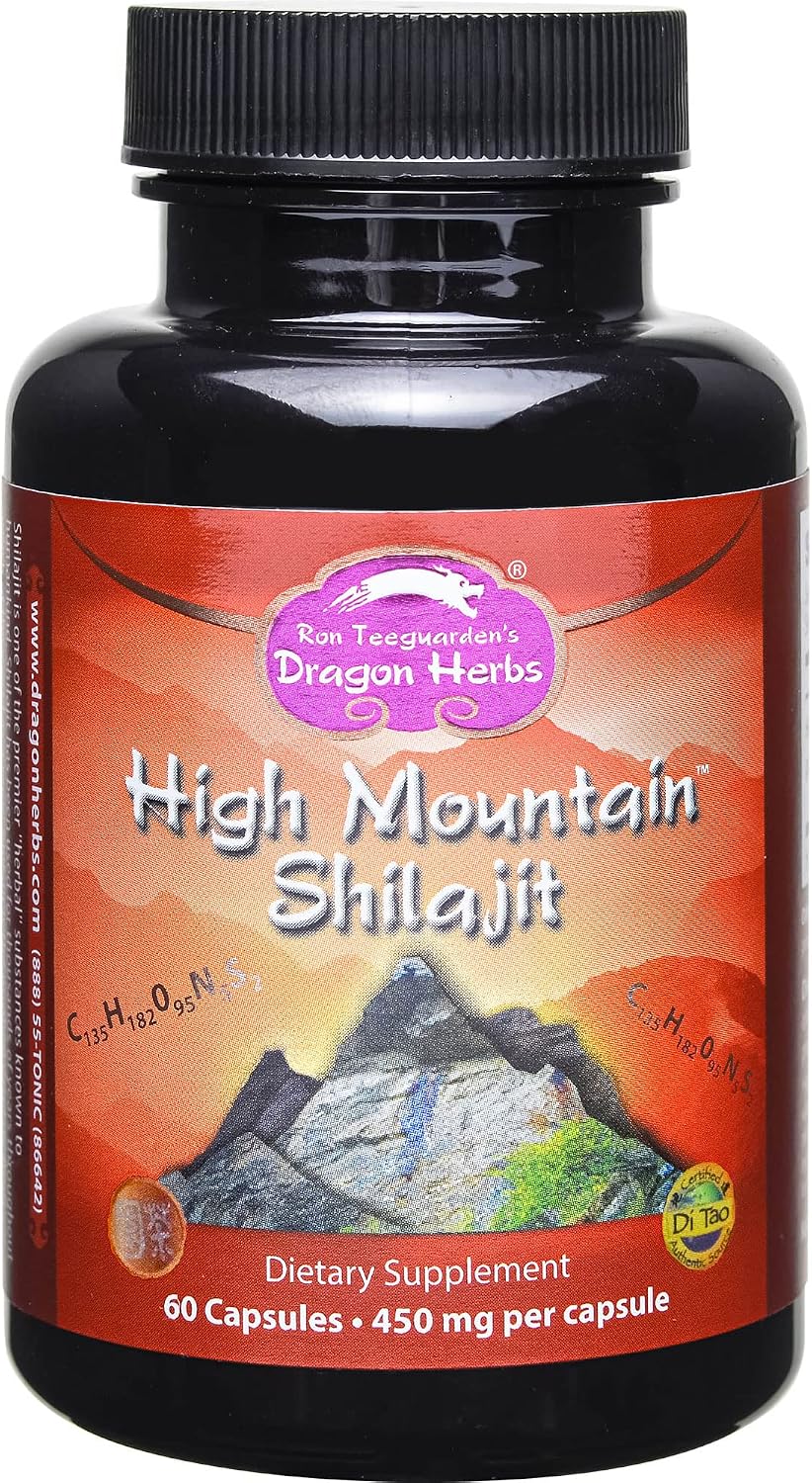 Dragon Herbs High Mountain Shilajit – 450 mg – 60 Capsules - görsel 1