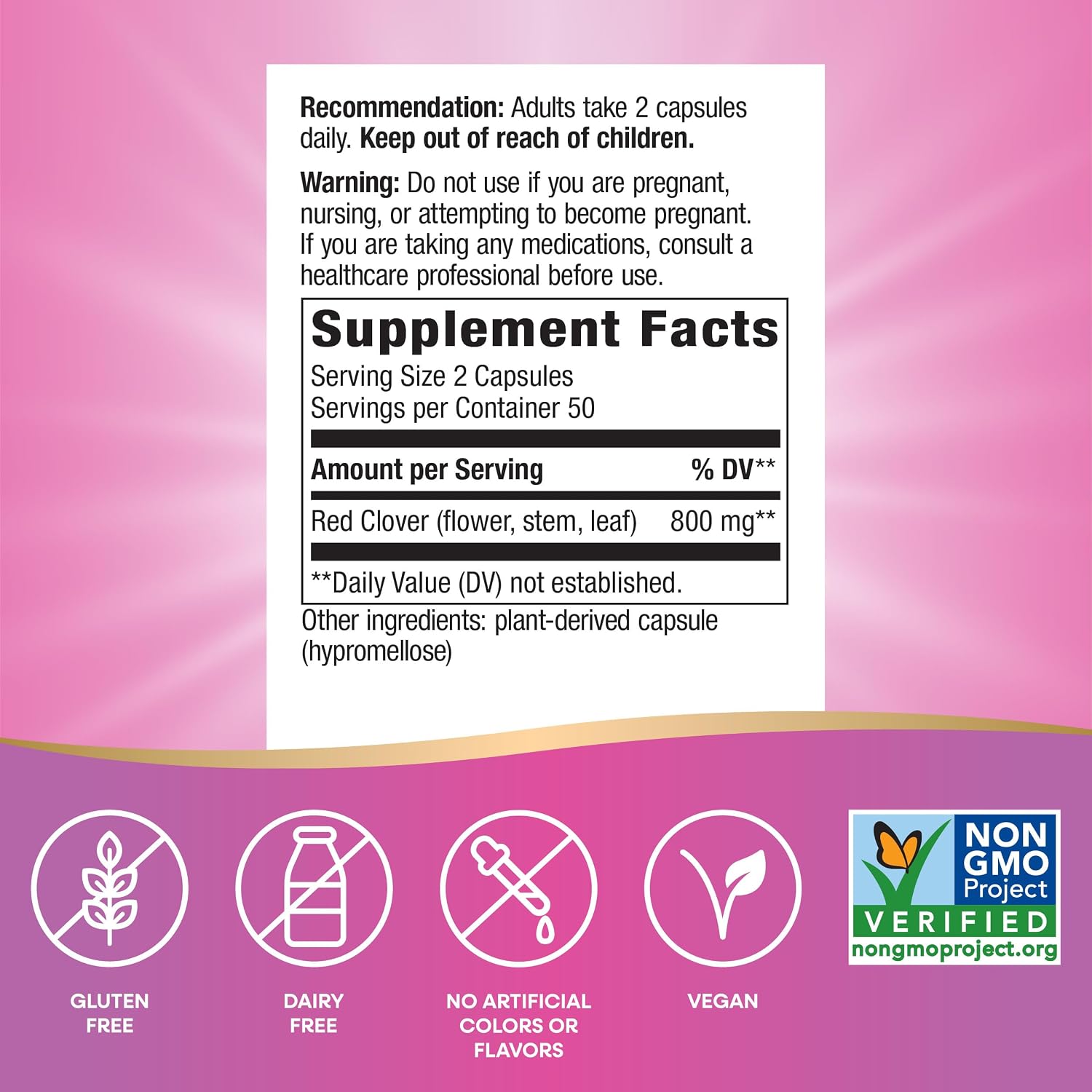 Nature's Way Red Clover Blossom Herb - Traditional Women's Health Support - 100 Vegan Capsules - görsel 5