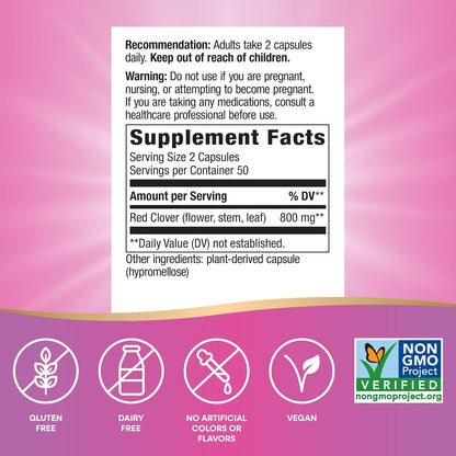 Nature's Way Red Clover Blossom Herb - Traditional Women's Health Support - 100 Vegan Capsules