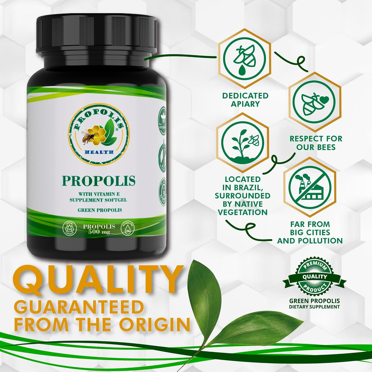 Propolis Health Propolis Capsules 1000mg with Vitamin E – 100 Capsules - görsel 3