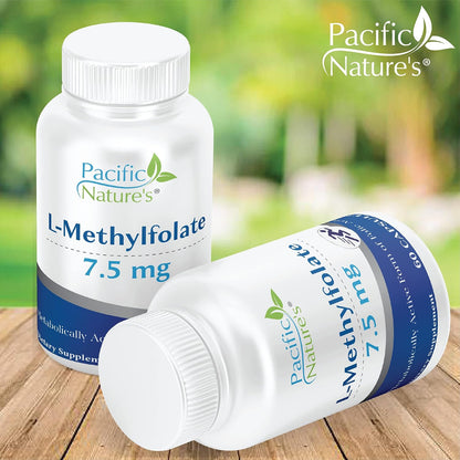 Pacific Nature's L-Methylfolate 7.5mg (60 Capsules) – Natural Active Folate for Overall Health Support, Gluten-free, Non-GMO