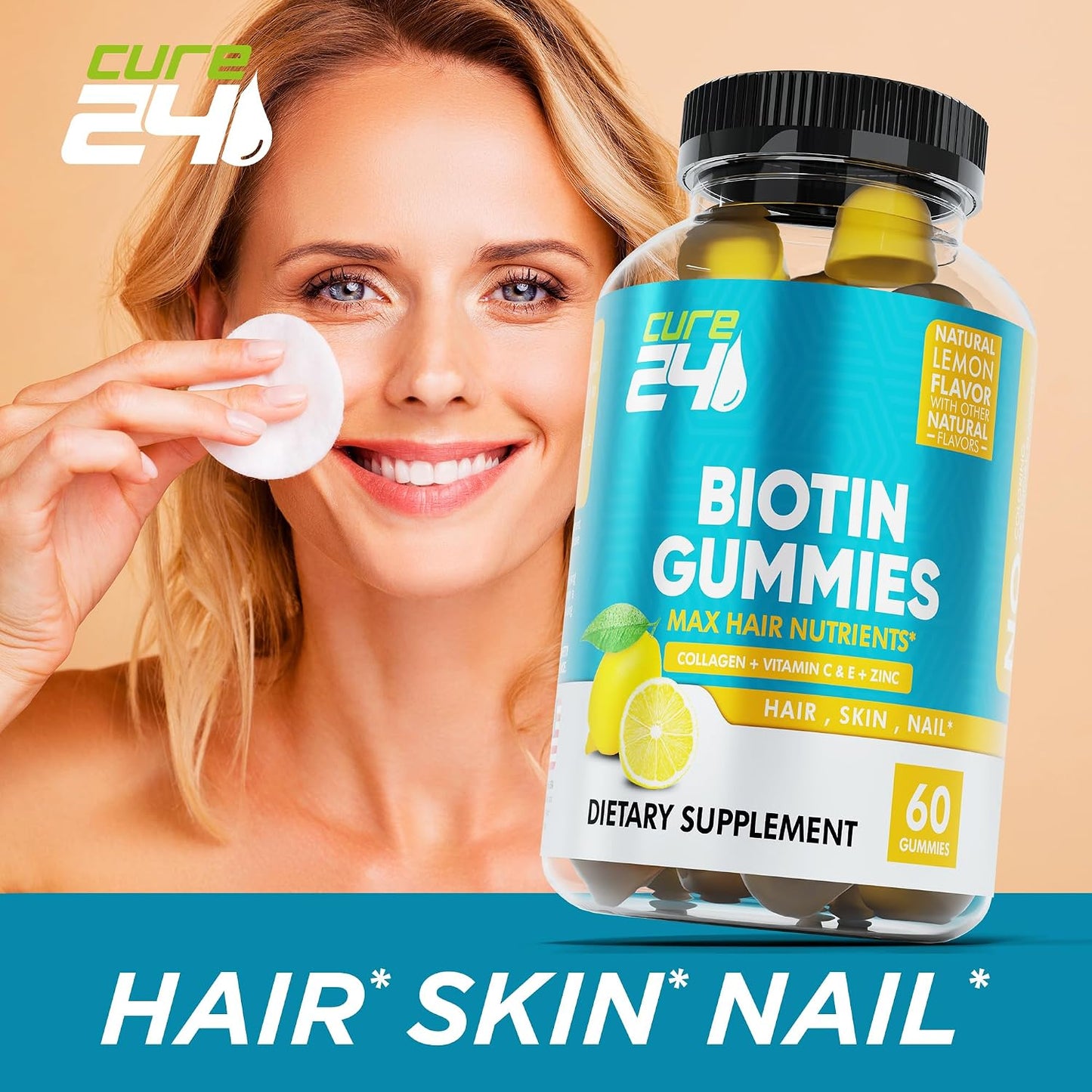 Biotin Gummies with Vitamin C, E, Collagen, and Zinc – Hair, Skin & Nails Support – 60 Gummies - görsel 7