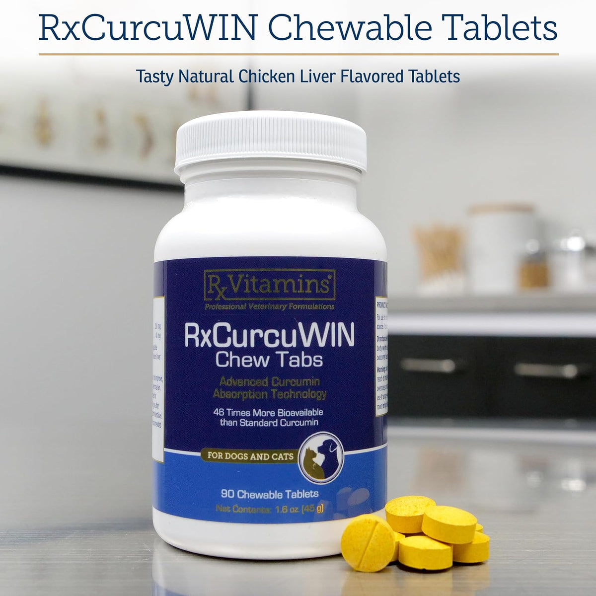 Rx Vitamins CurcuWIN - Curcumin for Dogs & Cats - Vitamins and Supplements, Allergy Relief - Provides Immune Support & Aids Digestive Support - Joint Supplement - 90ct - görsel 6