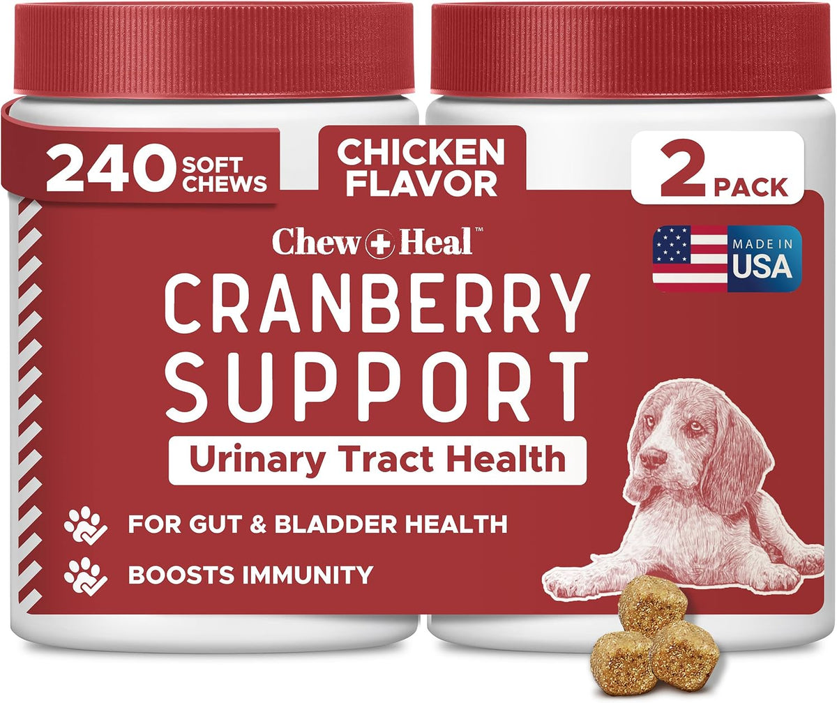 Dog UTI Cranberry Supplement for Dogs, 240 Soft Chews - Natural Urinary Support with Echinacea and Vitamin C (2 Packs of 120) - görsel 1