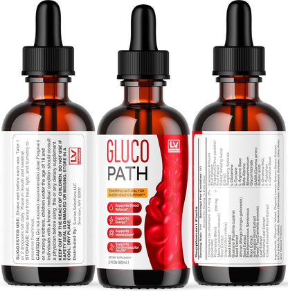 Glucopath Drops - Liquid Supplement, All-Natural Formula, 5 Pack (5-Month Supply)