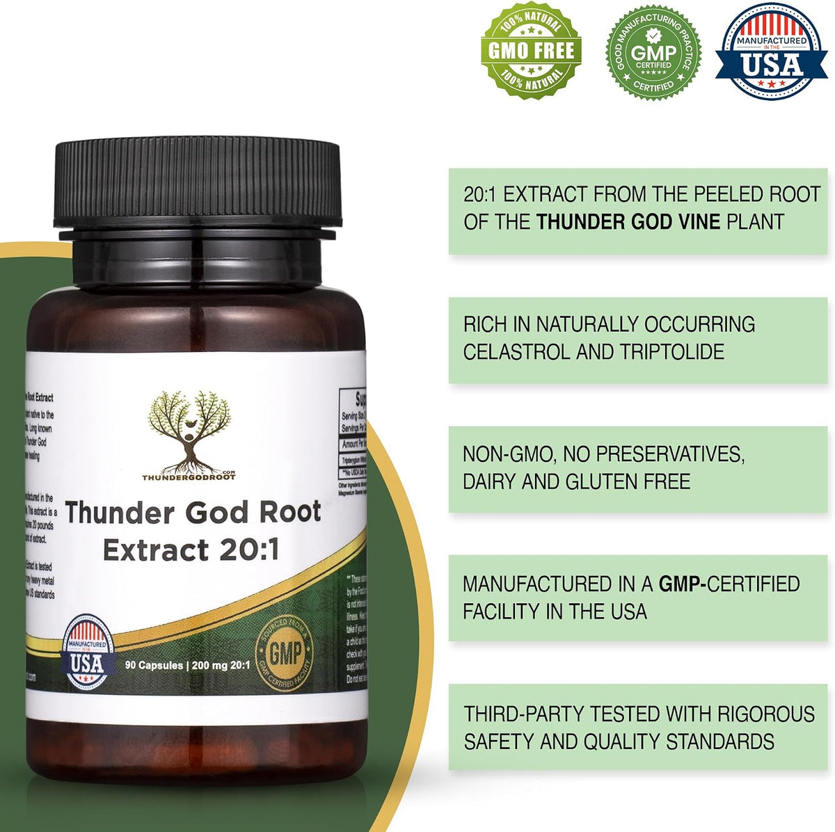 Thunder God Vine Root 20:1 Supplement – Tripterygium Wilfordii – 200mg – 90 Capsules - görsel 2