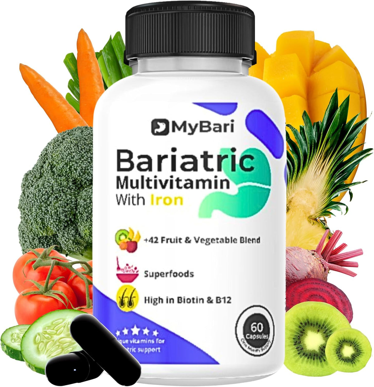 MyBari All-in-One Bariatric Multivitamin with Iron - 60 Liquid Capsules - görsel 1