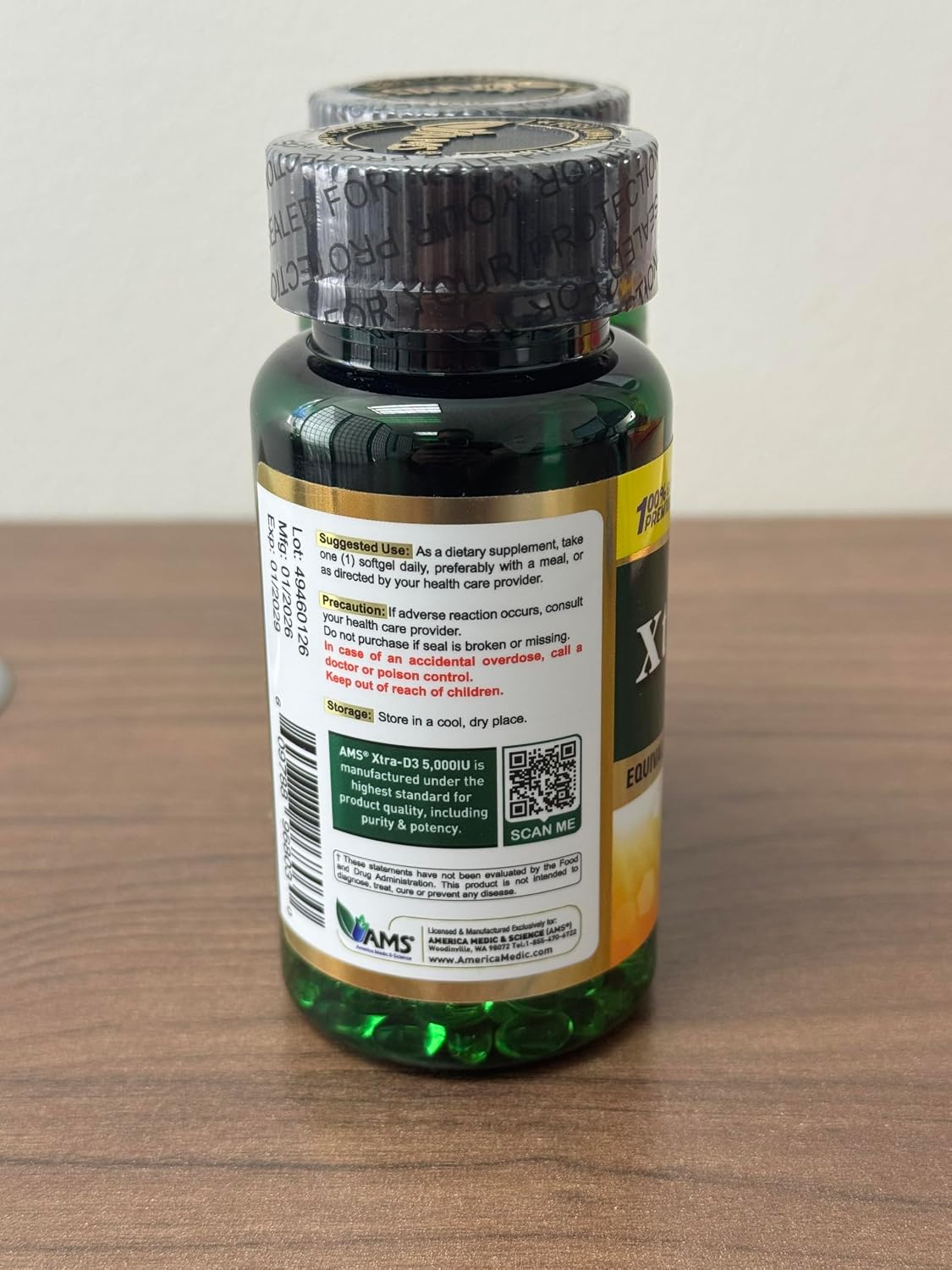 Xtra D3 Vitamin D3 5,000 IU (125 mcg) Supplement - 120 Softgels (2-Pack) - görsel 2
