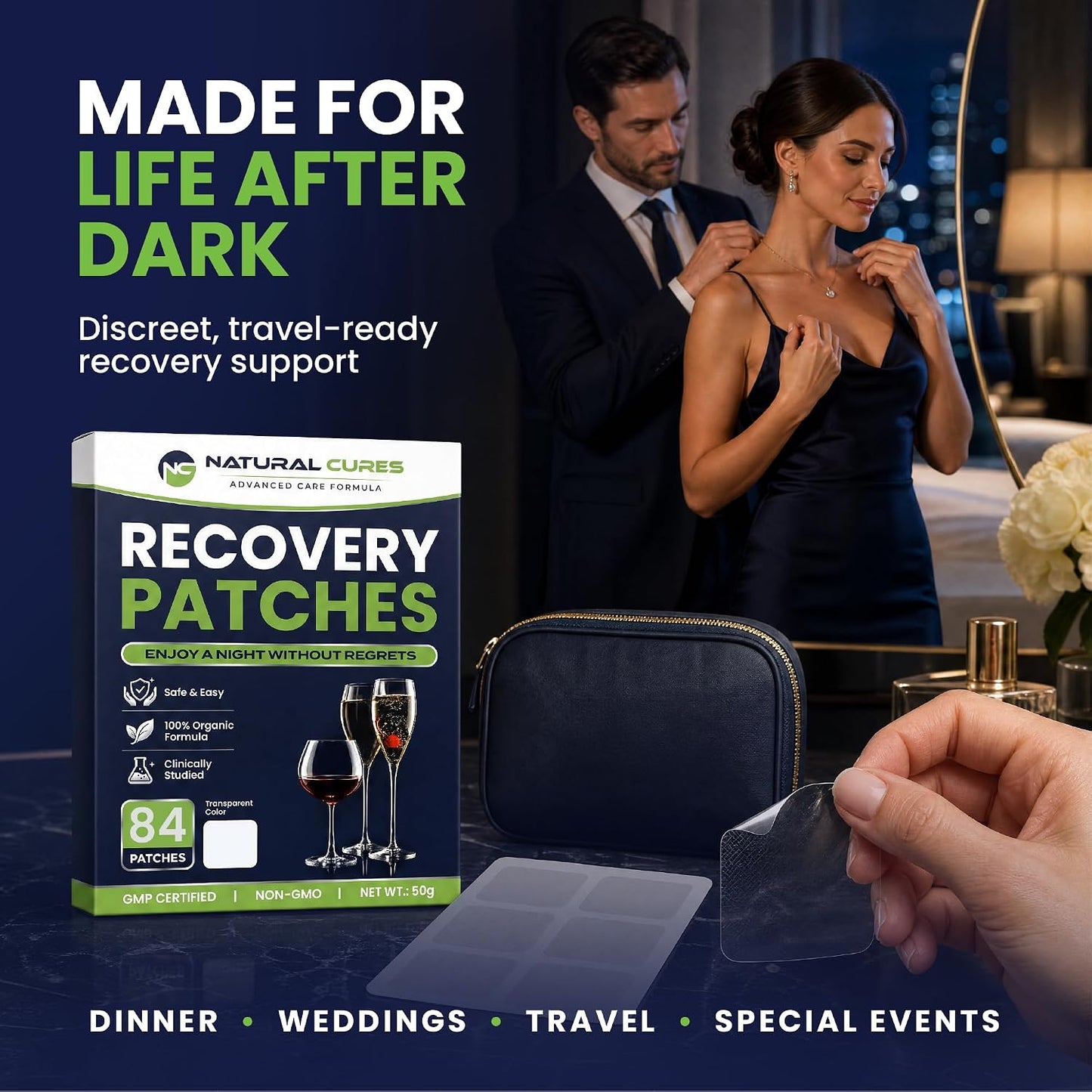 Recovery Patches 84 Pack - Wake Up Refreshed and Energised with Skin-Friendly Patch - Strong Adhesive for Secure Fit - Natural Ingredients for Quick Recovery - görsel 4
