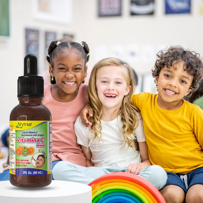 Arymar Vitamin C Drops – 60 ml Immune Support & Antioxidant Liquid, Vegan, Orange Flavour