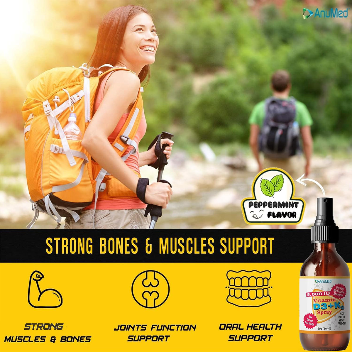 Vitamin D3 K2 5,000 IU Liquid Spray with Organic MCT Oil, Vitamin A (Retinol) 1250mcg, K2 (MK4, MK7) – Promotes Heart, Bones, Immune System – 100% Vegan, Non-GMO, No Sugar Added (60ml, Peppermint) - görsel 5