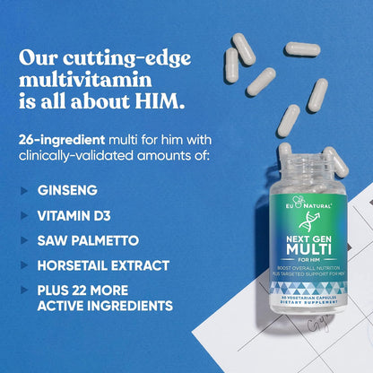 Next Gen Multi for Him Advanced Men’s Multivitamin – 26-in-1 Multiblend – 60 Vegetarian Capsules