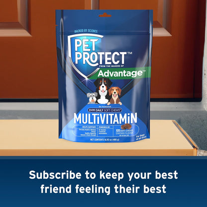 Pet Protect Daily Dog Multivitamin, Vet-Formulated Soft Chews, Chicken Flavour (120 Chews)