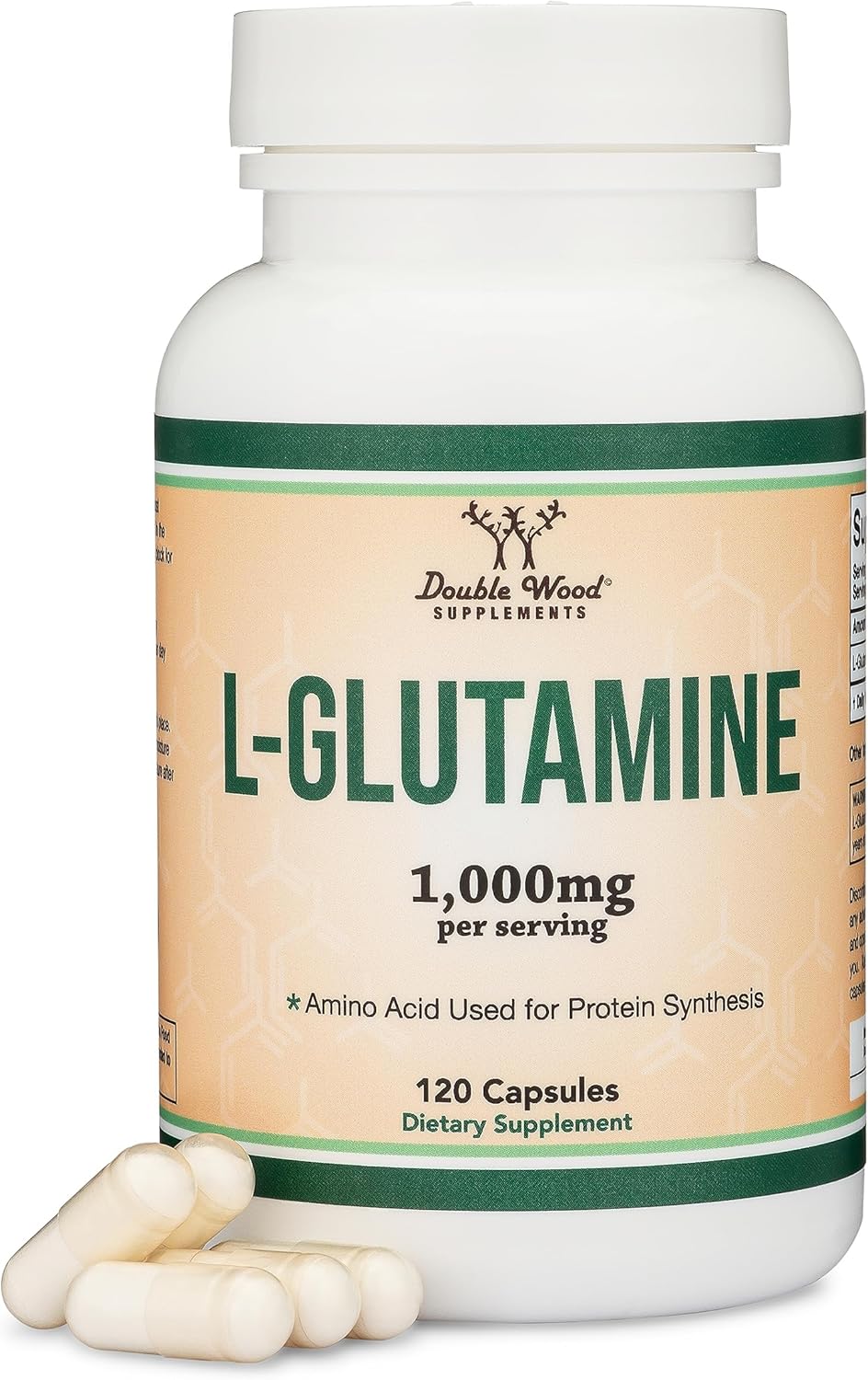 L-Glutamine Capsules (1000mg, 120 Capsules) – Double Wood Supplements - görsel 1