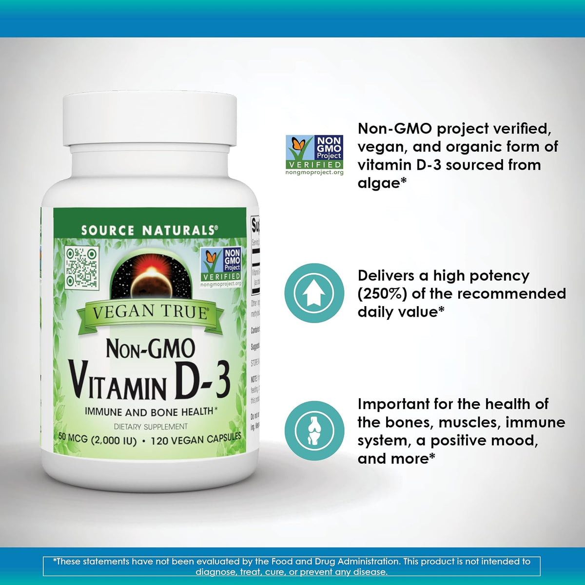 Source Naturals Vegan True Non-GMO Vitamin D-3, 2000 IU - 90 Capsules - görsel 4
