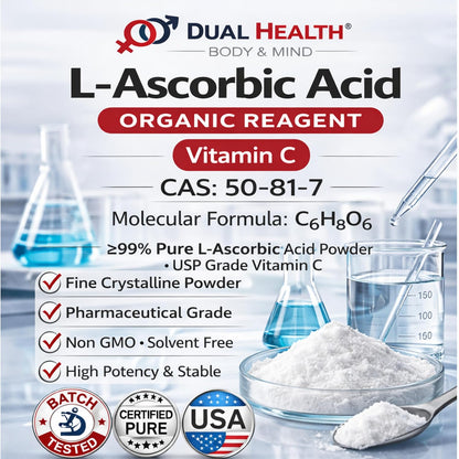 Ascorbic Acid Powder, 100 g - Pure L-Ascorbic Acid Crystals