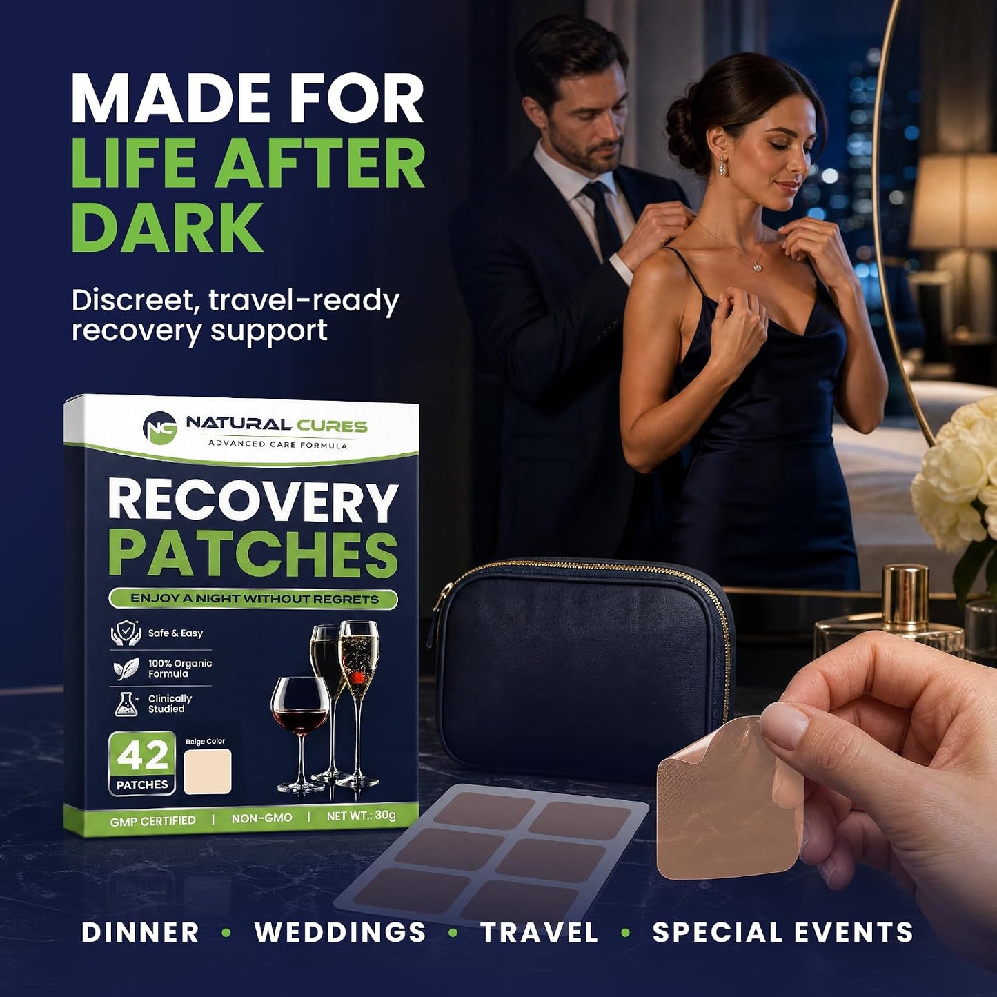 Recovery Patches 42 Pack - Wake Up Refreshed and Energised with Skin-Friendly Patch - Strong Adhesive for Secure Fit - Natural Ingredients for Quick Recovery - görsel 4