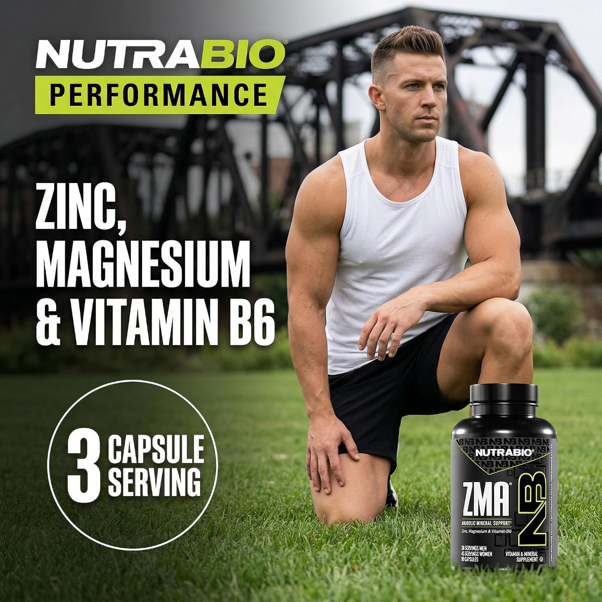NutraBio ZMA - Zinc, Magnesium & Vitamin B6 Supplement, 90 Capsules - görsel 4