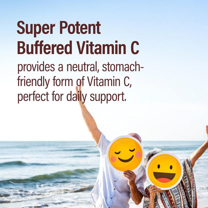 NANOWELL Super Potent Buffered Vitamin C 1000 mg with Bioflavonoid Complex - Antioxidant & Immune Support - Healthy Skin & Joints - Gluten-free - 180 Servings