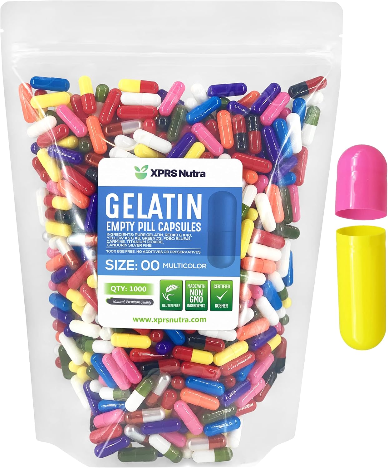 XPRS Nutra Size 00 Empty Gelatine Capsules - 100 Pack - Clear Capsules for DIY Supplement Encapsulation - görsel 10