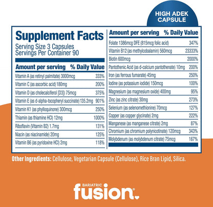 Bariatric Fusion High ADEK Multivitamin Capsule with 45mg Iron – 1080 Capsules (1 Year Supply)