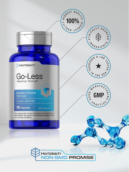 Horbäach Go Less Bladder Control Supplement | 90 Capsules | Maximum Strength Capsules for Women and Men | Non-GMO & Gluten-free Formula