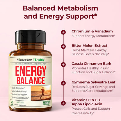 Vanadium with Chromium - Chromium Vanadium Supplement for Caffeine Free Energy and Metabolism support with Alpha Lipoic Acid, Cinnamon, Banaba Leaf & Bitter Melon Fruit - Non-GM, Vegan - 60 Capsules